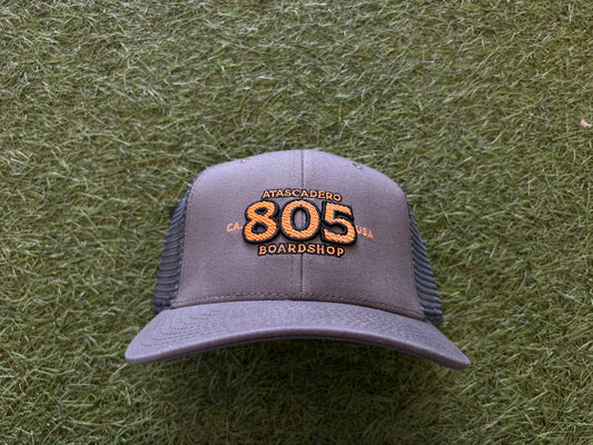 805 Boardshop Print Logo Snapback Hat Grey/Org