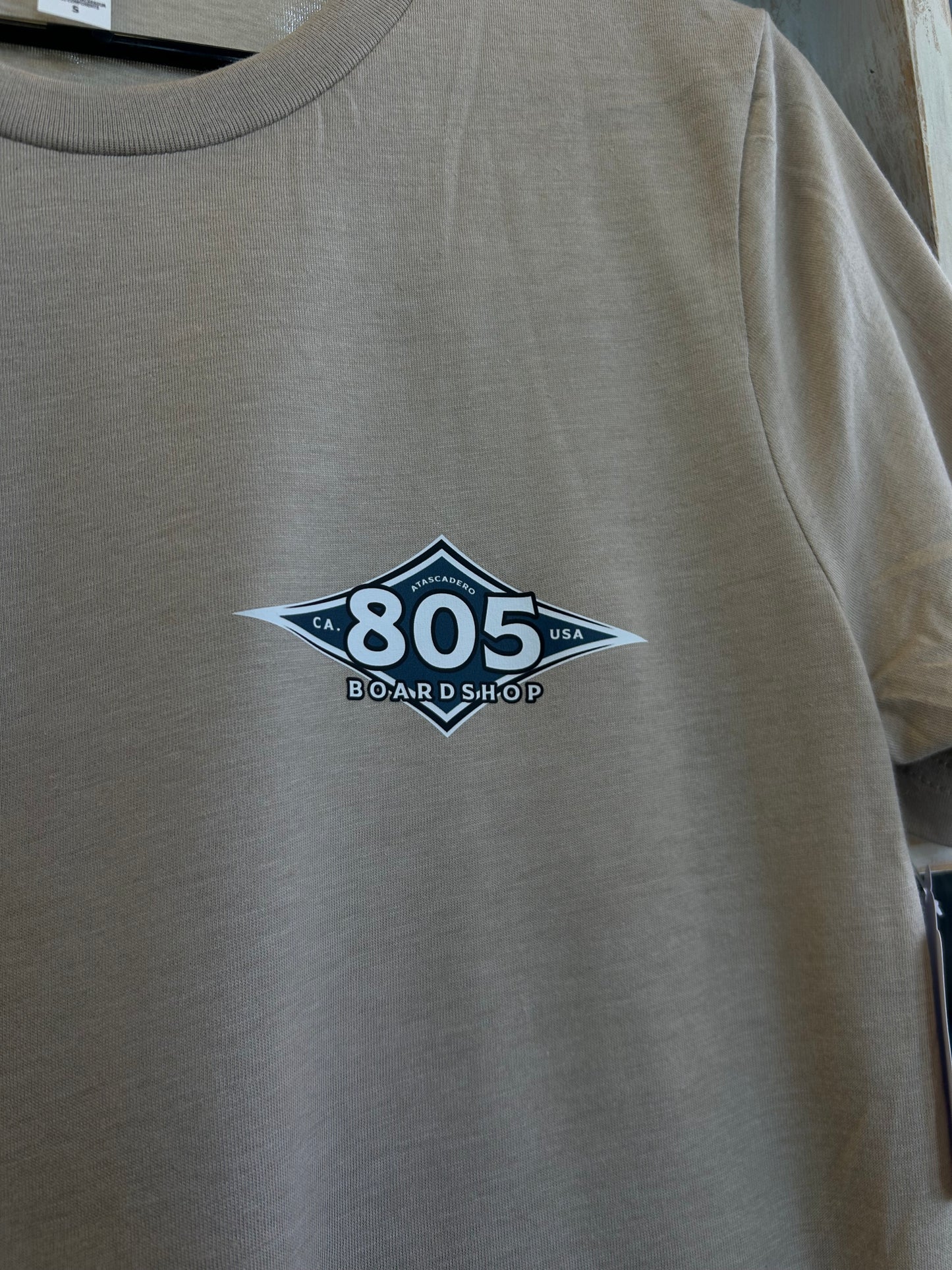 805 Boardshop Men’s (Unisex) Diamond T shirt Tan/Blue