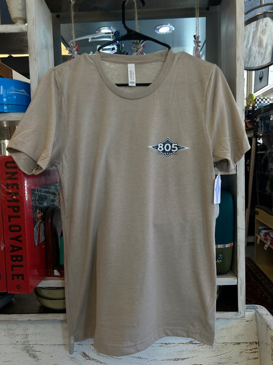 805 Boardshop Men’s (Unisex) Diamond T shirt Tan/Blue
