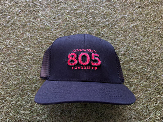 805 Boardshop Print Logo Snapback Hat O/S Red/BLK