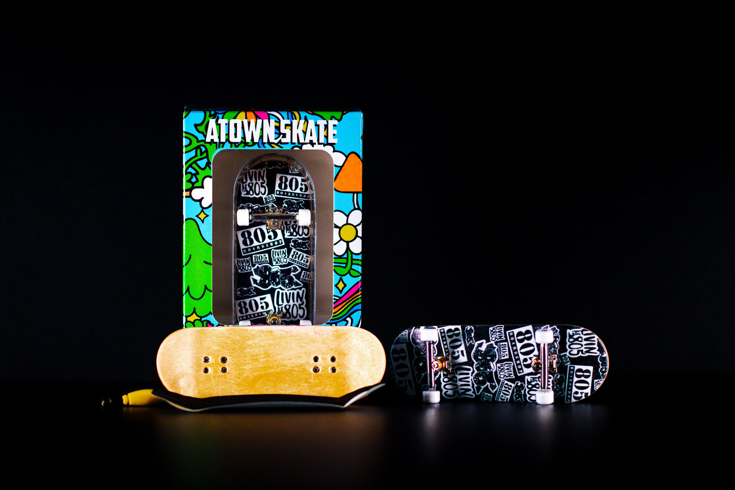 Atown Skate Ultra Premium 34mm Fingerboard - 805 Sticker Bomb - DECK ONLY