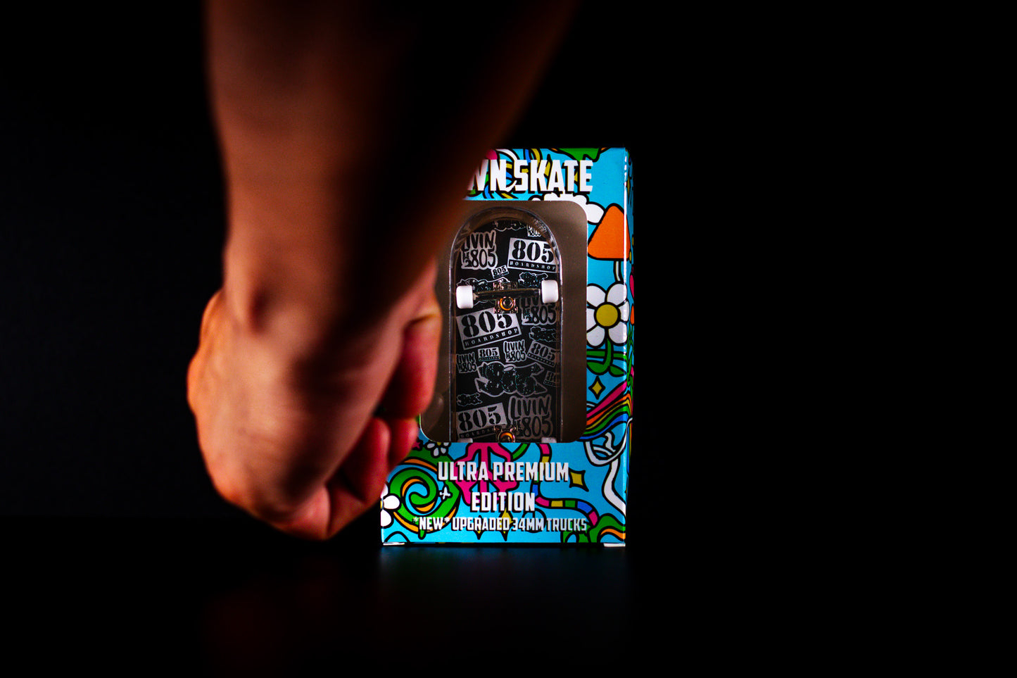 Atown Skate Ultra Premium 34mm Fingerboard - 805 Sticker Bomb - DECK ONLY