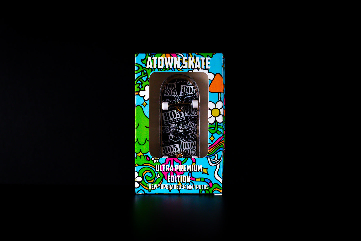 Atown Skate Ultra Premium 34mm Fingerboard - 805 Sticker Bomb - DECK ONLY