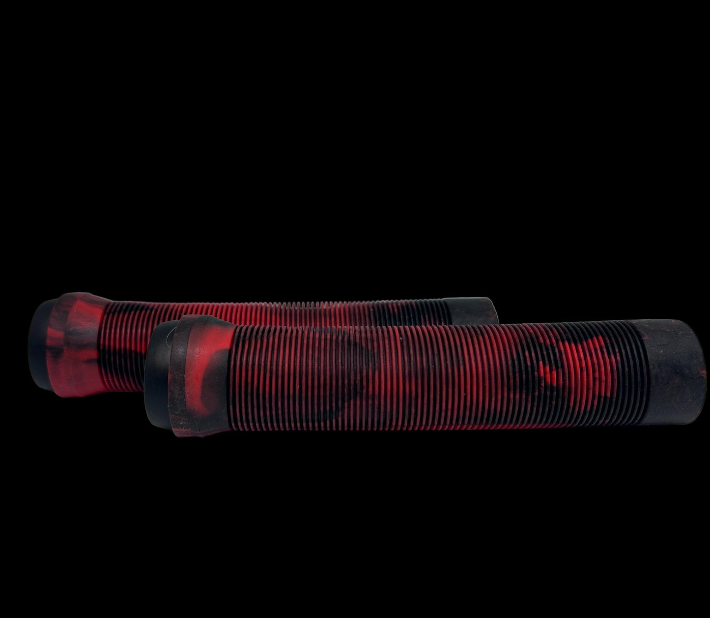 SCT USA Handle Bar Grips with SCT USA High Rebound Rubber Bar Ends Scooters/BMX/Jetski 140mm Black/Red Blend