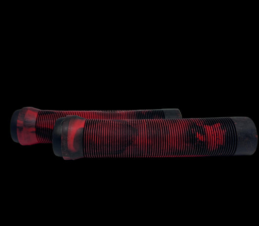 SCT USA Handle Bar Grips with SCT USA High Rebound Rubber Bar Ends Scooters/BMX/Jetski 140mm Black/Red Blend