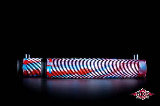 SCT USA Twisted Scooter Bar Grips High Rebound Rubber Bar Ends -Soft 160 mm Long Red White Blue Blend