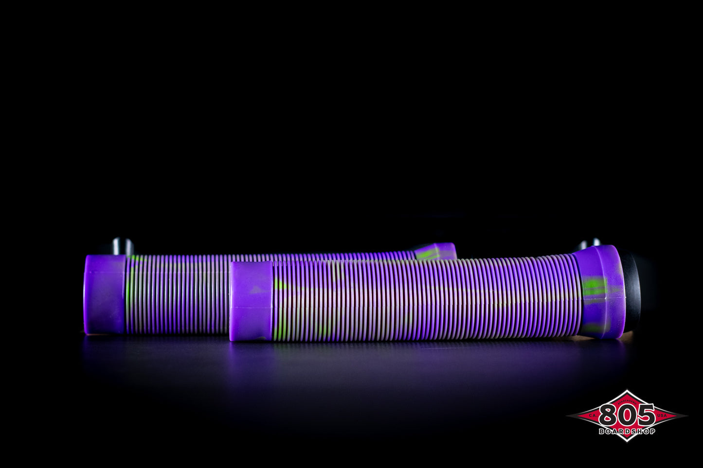 SCT USA Handle Bar Grips with SCT USA High Rebound Rubber Bar Ends Scooters/BMX/Jetski 140mm Purple Green Blend