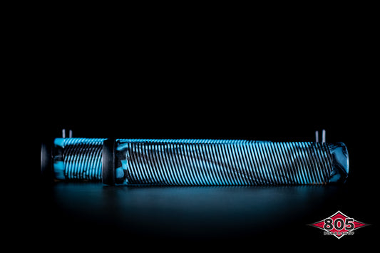 SCT USA Twisted Scooter Bar Grips High Rebound Rubber Bar Ends -Soft 160 mm Long Black/Blue Blend