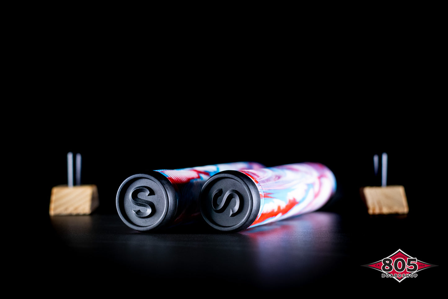 SCT USA Twisted Scooter Bar Grips High Rebound Rubber Bar Ends -Soft 160 mm Long Red White Blue Blend