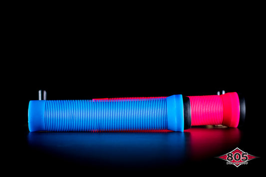 SCT USA Handle Bar Grips with SCT USA High Rebound Rubber Bar Ends Scooters/BMX/Jetski Pink and Blue
