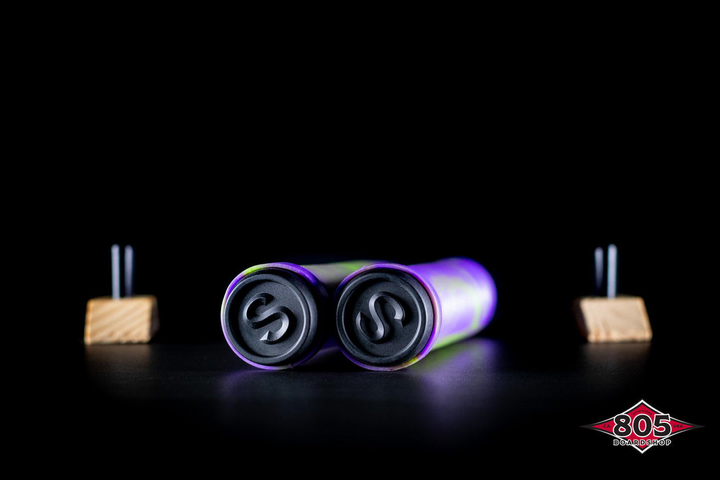 SCT USA Handle Bar Grips with SCT USA High Rebound Rubber Bar Ends Scooters/BMX/Jetski 140mm Purple Green Blend