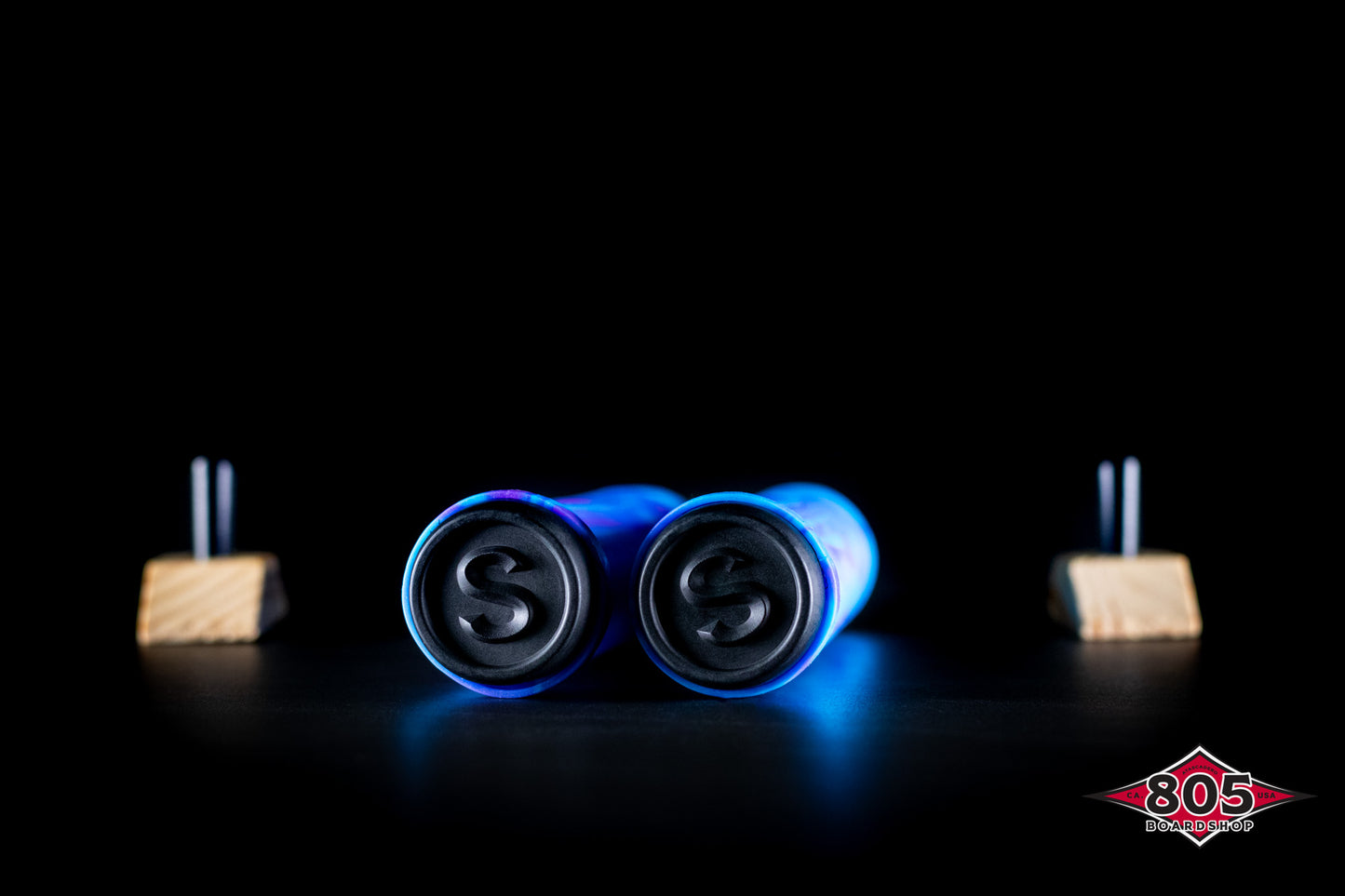 SCT USA Handle Bar Grips with SCT USA High Rebound Rubber Bar Ends Scooters/BMX/Jetski Purple Blue Blend 140mm